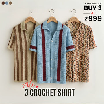 3 Pack Men's Crochet Shirts | Unique Patterns, Ultimate Comfort, Effortless Style| SC-14