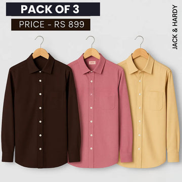 Shirt Happens: 3-Pack Men’s Stylish Formal Shirts – 100% Cotton, Full Sleeves with Pockets (FS-63)