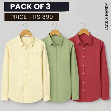 Shirt Happens: 3-Pack Men’s Stylish Formal Shirts – 100% Cotton, Full Sleeves with Pockets (FS-67)