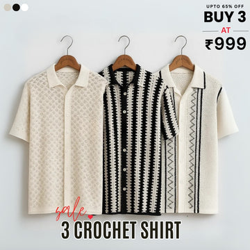 3 Pack Men's Crochet Shirts | Unique Patterns, Ultimate Comfort, Effortless Style| SC-20