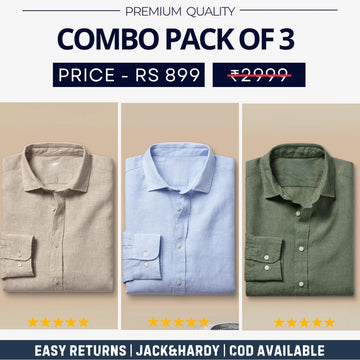 Combo Pack of 3 Men’s Formal Shirts – Stylish & Versatile Collection (Half & Full Sleeves, With/Without Pockets) (FS-51)