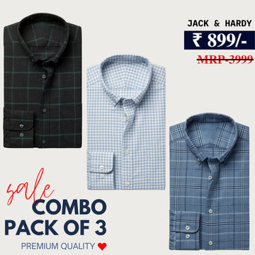 Office Essentials: 3-Pack Premium Cotton Formal Shirts – Tailored Fit, Full Sleeves & Pockets ( FS-160)
