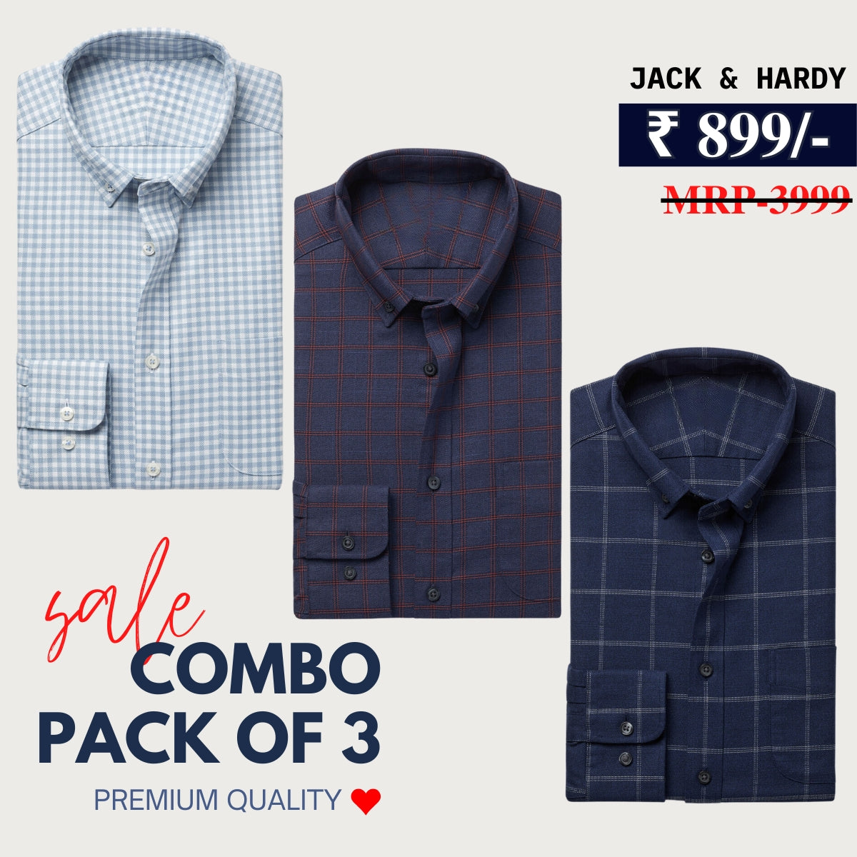 Office Essentials: 3-Pack Premium Cotton Formal Shirts – Tailored Fit, Full Sleeves & Pockets ( FS-161)