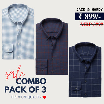 Office Essentials: 3-Pack Premium Cotton Formal Shirts – Tailored Fit, Full Sleeves & Pockets ( FS-161)