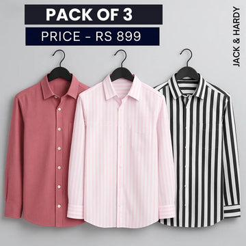 Shirt Happens: 3-Pack Men’s Stylish Formal Shirts – 100% Cotton, Full Sleeves with Pockets (FS-60)