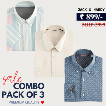 Office Essentials: 3-Pack Premium Cotton Formal Shirts – Tailored Fit, Full Sleeves & Pockets (FS-31 )