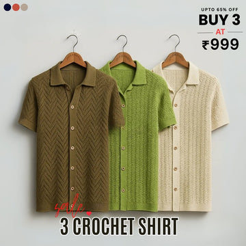 3 Pack Men's Crochet Shirts | Unique Patterns, Ultimate Comfort, Effortless Style| SC-12