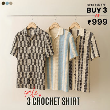 3 Pack Men's Crochet Shirts | Unique Patterns, Ultimate Comfort, Effortless Style| SC-13