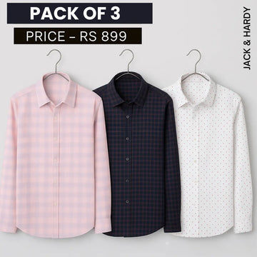 Shirt Happens: 3-Pack Men’s Stylish Formal Shirts – 100% Cotton, Full Sleeves with Pockets (FS-62)