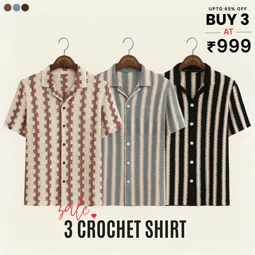 3 Pack Men's Crochet Shirts | Unique Patterns, Ultimate Comfort, Effortless Style| SC-15