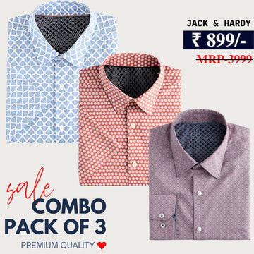 Office Essentials: 3-Pack Premium Cotton Formal Shirts – Tailored Fit, Full Sleeves & Pockets (FS-35 )