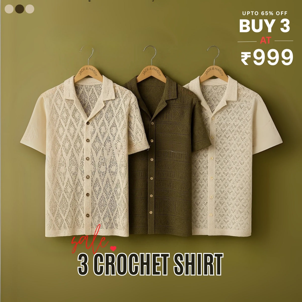 3 Pack Men's Crochet Shirts | Unique Patterns, Ultimate Comfort, Effortless Style| SC-16