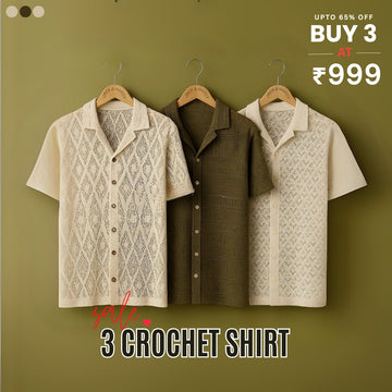 3 Pack Men's Crochet Shirts | Unique Patterns, Ultimate Comfort, Effortless Style| SC-16