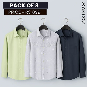 Shirt Happens: 3-Pack Men’s Stylish Formal Shirts – 100% Cotton, Full Sleeves with Pockets (FS-64)