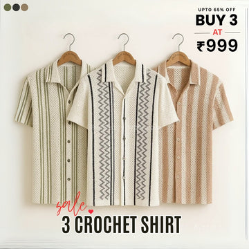 3 Pack Men's Crochet Shirts | Unique Patterns, Ultimate Comfort, Effortless Style| SC-17