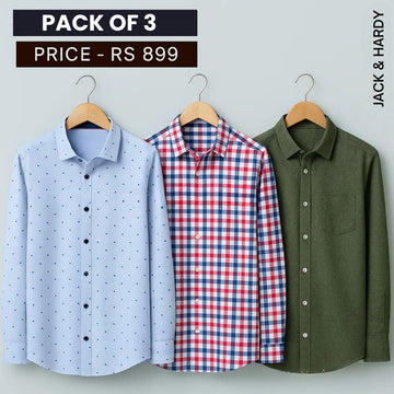 Shirt Happens: 3-Pack Men’s Stylish Formal Shirts – 100% Cotton, Full Sleeves with Pockets (FS-65)