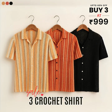 3 Pack Men's Crochet Shirts | Unique Patterns, Ultimate Comfort, Effortless Style| SC-18