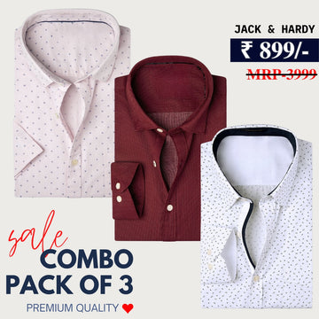 Office Essentials: 3-Pack Premium Cotton Formal Shirts – Tailored Fit, Full Sleeves & Pockets (FS-38 )