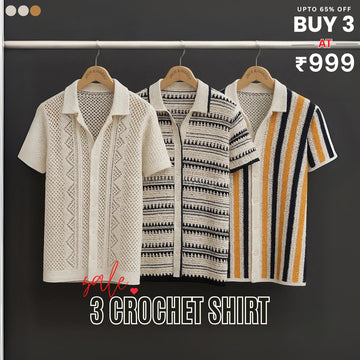 3 Pack Men's Crochet Shirts | Unique Patterns, Ultimate Comfort, Effortless Style| SC-19