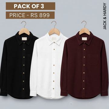 Shirt Happens: 3-Pack Men’s Stylish Formal Shirts – 100% Cotton, Full Sleeves with Pockets (FS-69)