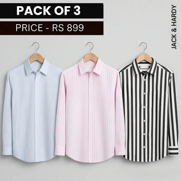 Shirt Happens: 3-Pack Men’s Stylish Formal Shirts – 100% Cotton, Full Sleeves with Pockets (FS-71)